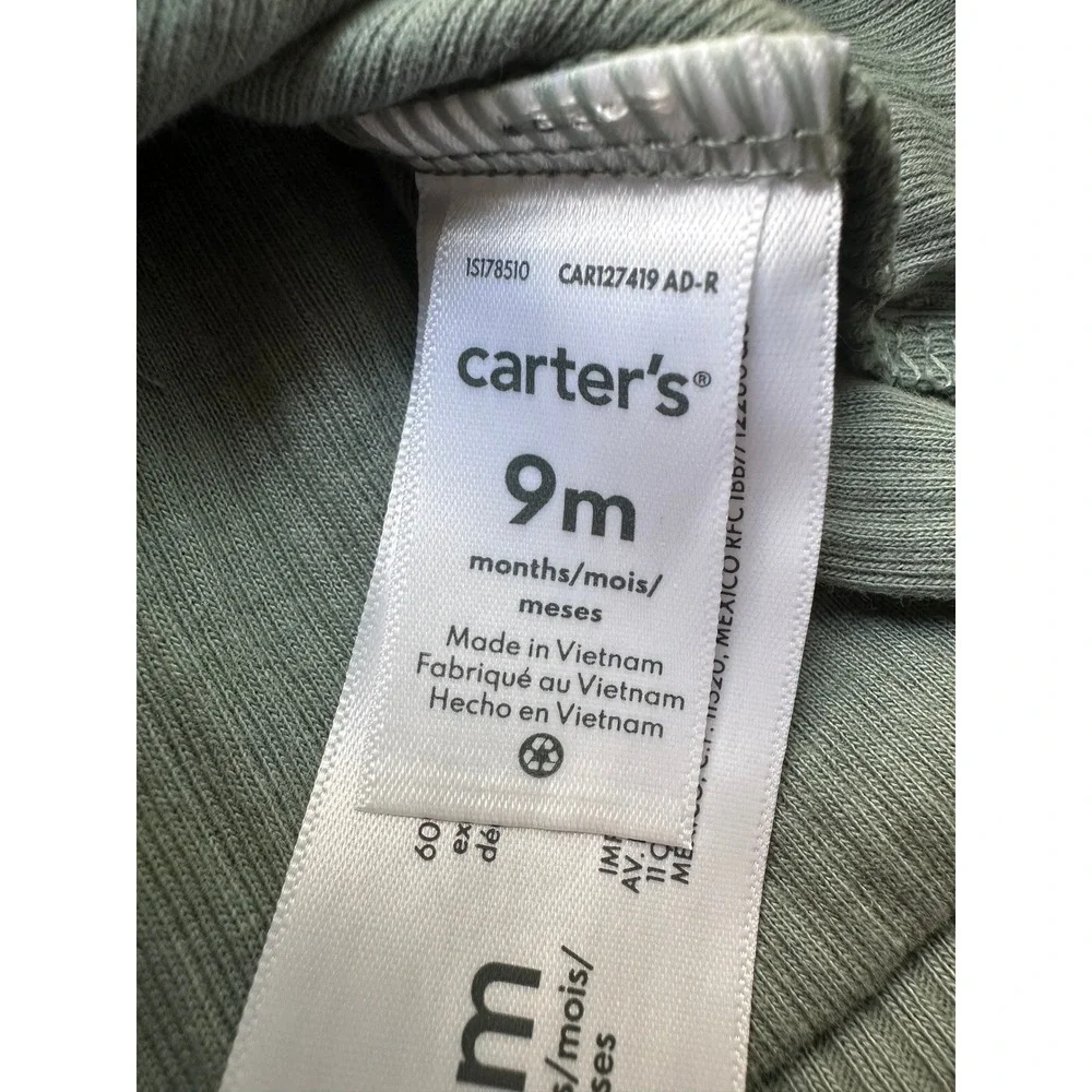 Carter's Baby Sage Green Ribbed 2 Pc Hat & Pant Set Size‎ 9mo